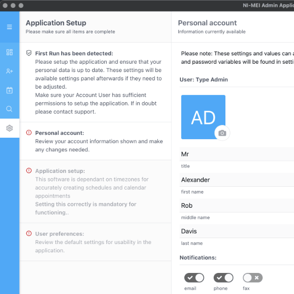 MEI: EHR schedule desktop application and API
